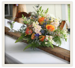 Centerpiece Arrangements with Peach Roses