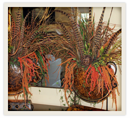 pheasant feathers table arrangement